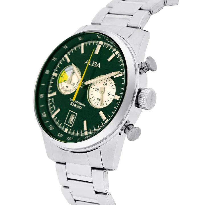A4B007X1 Forest Green + White Dial Chronograph Watch