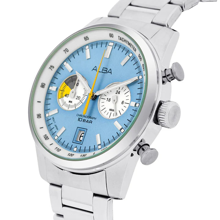 A4B011X1 Sky Blue + White Dial Chronograph Watch
