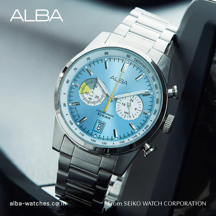 A4B011X1 Sky Blue + White Dial Chronograph Watch