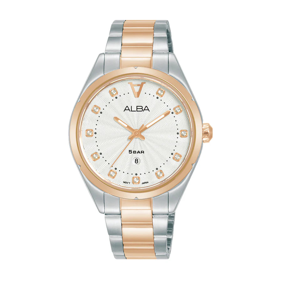 AH7BP6X1 White Ripple Ladies Watch