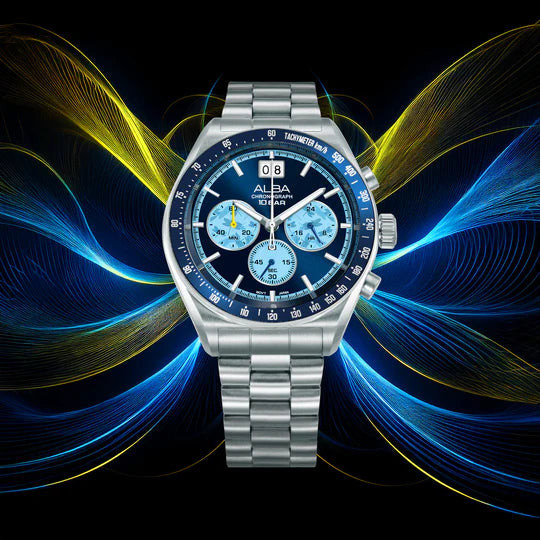 AU5023X2 Blue Sunray Dial Chronograph Watch With Additional Strap