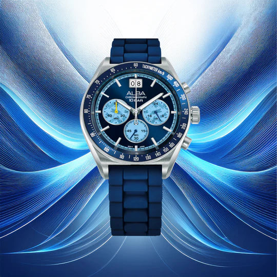 AU5023X2 Blue Sunray Dial Chronograph Watch With Additional Strap