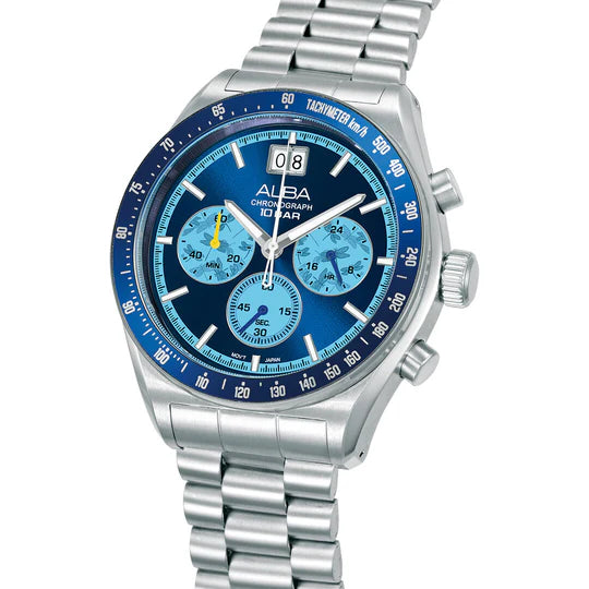 AU5023X2 Blue Sunray Dial Chronograph Watch With Additional Strap