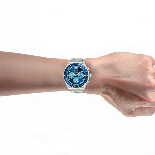 AU5023X2 Blue Sunray Dial Chronograph Watch With Additional Strap