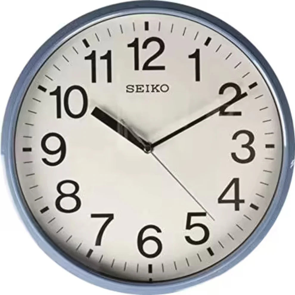 Seiko Wall Clock Classic White Blue Plastic Wall Clock With Sweep Movement QXA756LN