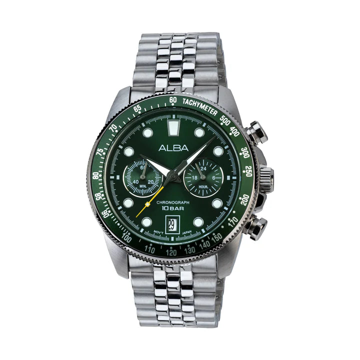 A4B029X1 Deep Green Diver-Style Chronograph Watch